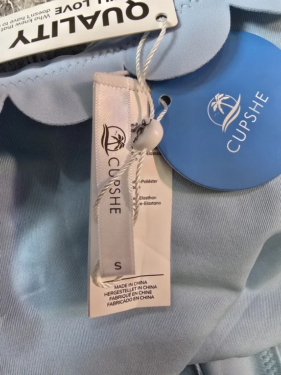 Cupshe Light Blue Scalloped-Edge One-Shoulder Bikini - Picture 3 of 3